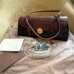 Brahmin Black and Brown Leather Bag with Gold Accent